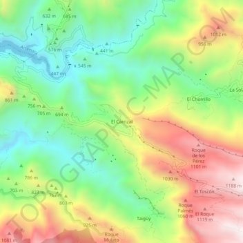 El Carrizal topographic map, elevation, terrain