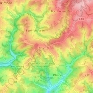 Habenichts topographic map, elevation, terrain