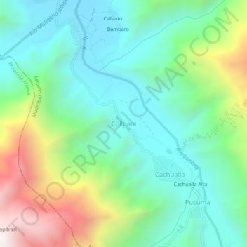 Collpani topographic map, elevation, terrain
