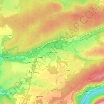 Les Boulottes topographic map, elevation, terrain