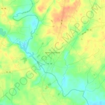 Hares Crossroads topographic map, elevation, terrain