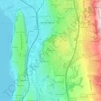 Les Venettes topographic map, elevation, terrain