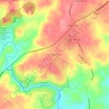 McCanns Corner topographic map, elevation, terrain