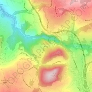 Néplier topographic map, elevation, terrain