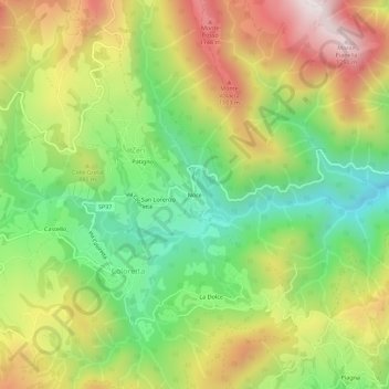 Noce topographic map, elevation, terrain