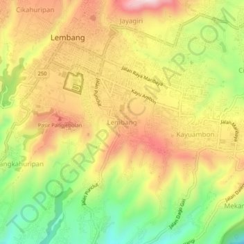 Lembang topographic map, elevation, terrain