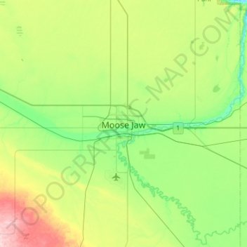 Moose Jaw topographic map, elevation, terrain