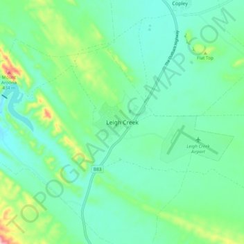 Leigh Creek topographic map, elevation, terrain