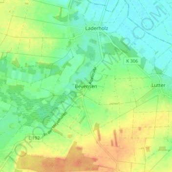 Bevensen topographic map, elevation, terrain