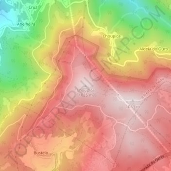 Choupica topographic map, elevation, terrain
