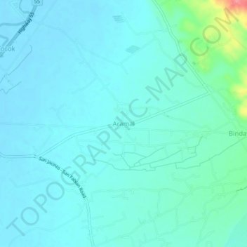 Aramal topographic map, elevation, terrain