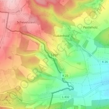 Egge topographic map, elevation, terrain