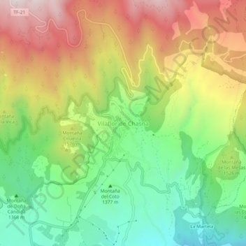 Vilaflor de Chasna topographic map, elevation, terrain