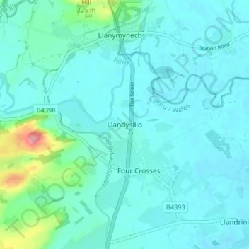 Llandysilio topographic map, elevation, terrain
