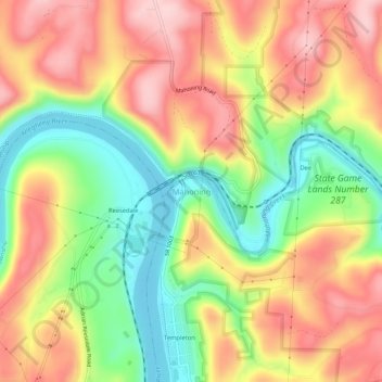 Mahoning topographic map, elevation, terrain