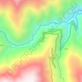 Ccano topographic map, elevation, terrain