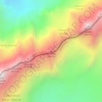 Coronet topographic map, elevation, terrain