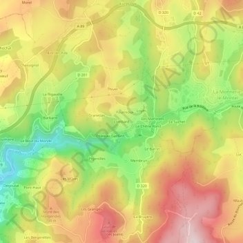 Lombard topographic map, elevation, terrain
