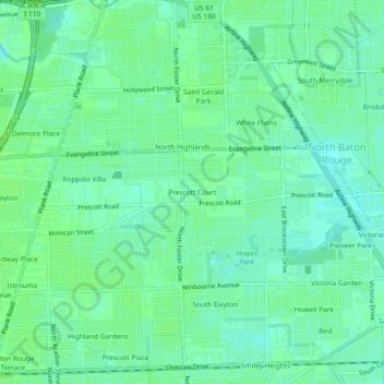 Prescott Court topographic map, elevation, terrain