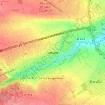 Verson topographic map, elevation, terrain