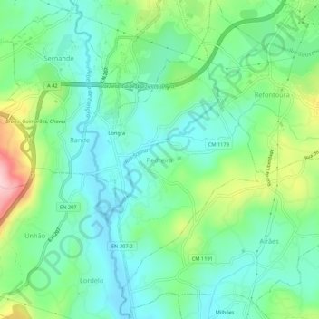 Pedreira topographic map, elevation, terrain