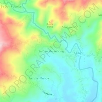 Sa Dan Malimbong topographic map, elevation, terrain