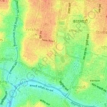 Sundhara topographic map, elevation, terrain