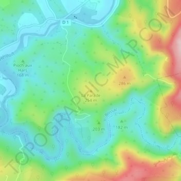 La Parade topographic map, elevation, terrain