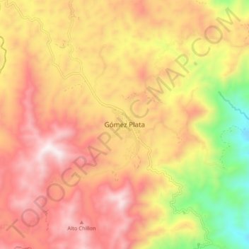 Gómez Plata topographic map, elevation, terrain