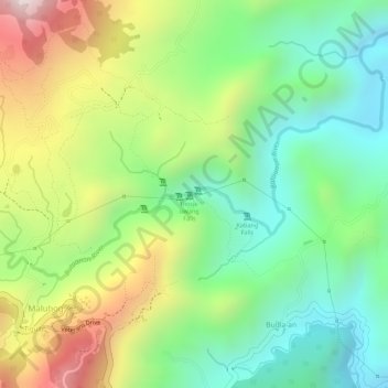 Malingin Falls topographic map, elevation, terrain