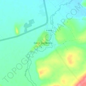Cerro Sombrero topographic map, elevation, terrain