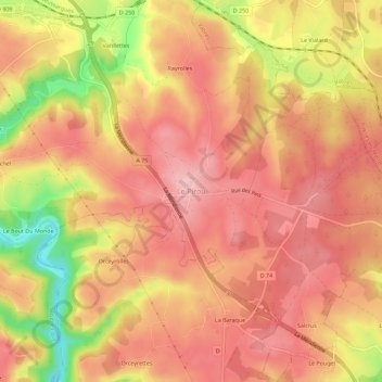 Le Pirou topographic map, elevation, terrain