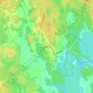 Linneryd topographic map, elevation, terrain