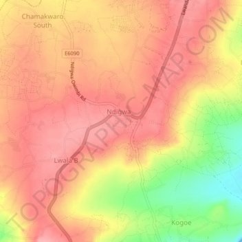 Ndigwa topographic map, elevation, terrain