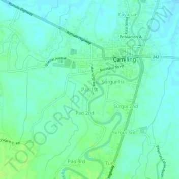 Pao 1st topographic map, elevation, terrain