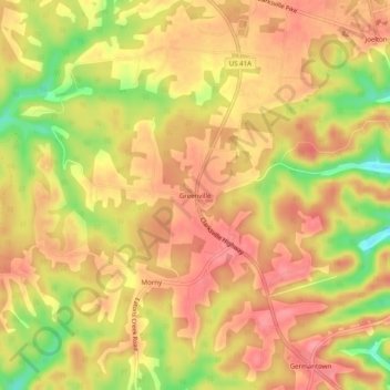 Greenville topographic map, elevation, terrain