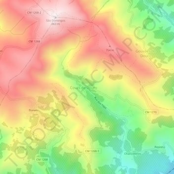 Covas do Douro topographic map, elevation, terrain