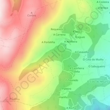 Monte Vieiro topographic map, elevation, terrain