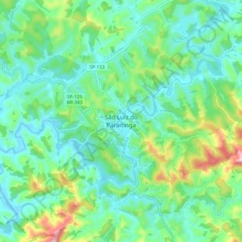 São Luiz do Paraitinga topographic map, elevation, terrain