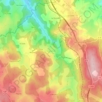 Arcomie topographic map, elevation, terrain