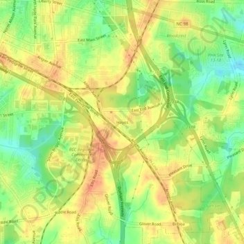 Hayes topographic map, elevation, terrain