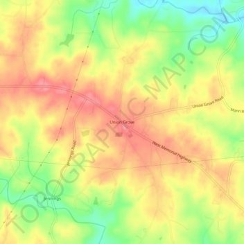 Union Grove topographic map, elevation, terrain