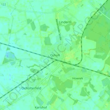 Ocholt topographic map, elevation, terrain
