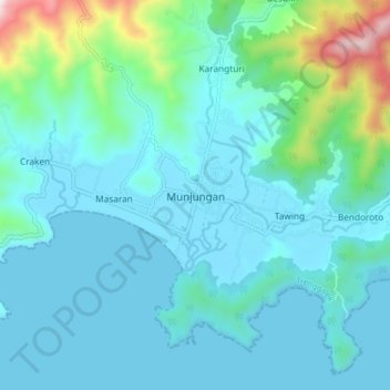 Munjungan topographic map, elevation, terrain