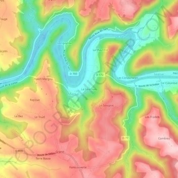 Le Fournials topographic map, elevation, terrain