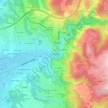Faux Martel topographic map, elevation, terrain