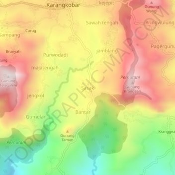 Sasak topographic map, elevation, terrain