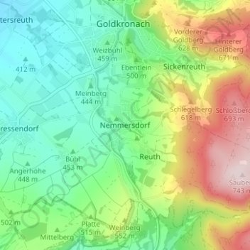 Nemmersdorf topographic map, elevation, terrain