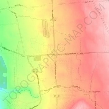Terpening Corners topographic map, elevation, terrain
