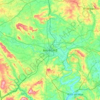 Hereford topographic map, elevation, terrain